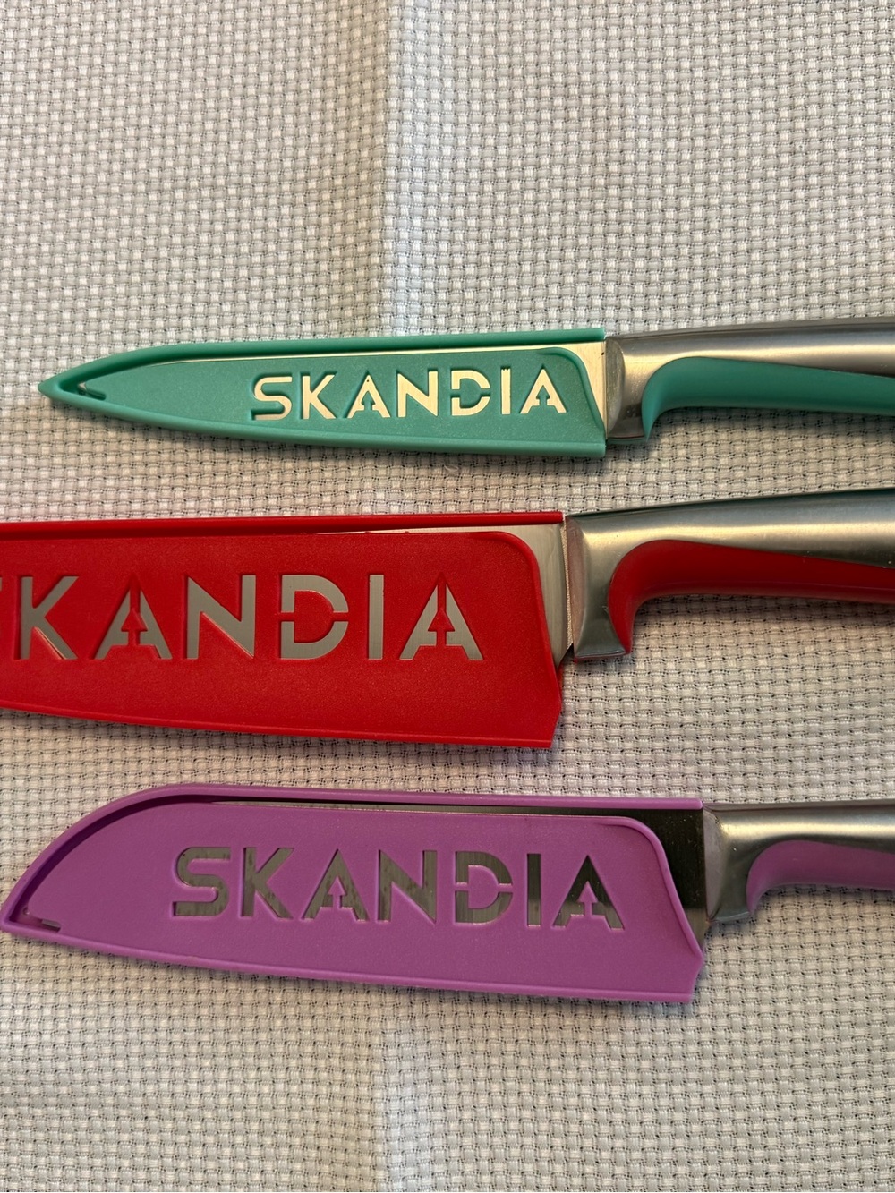 Skandia Color 3 Knife Set - Teal, Red, Purple Protective Sheaths